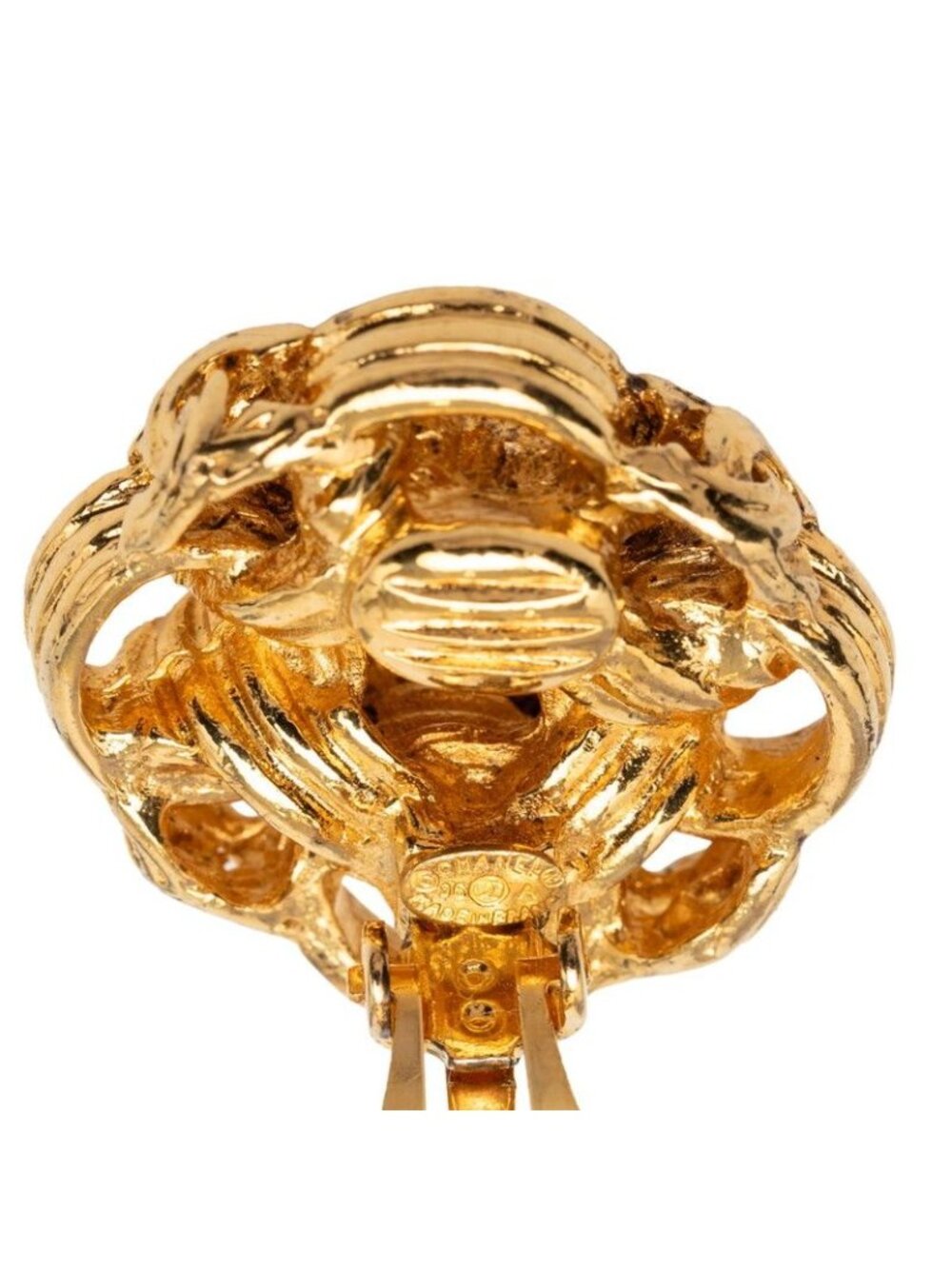 Chanel CC Logo Vintage Earrings Gold Plated - Picture 3 of 3